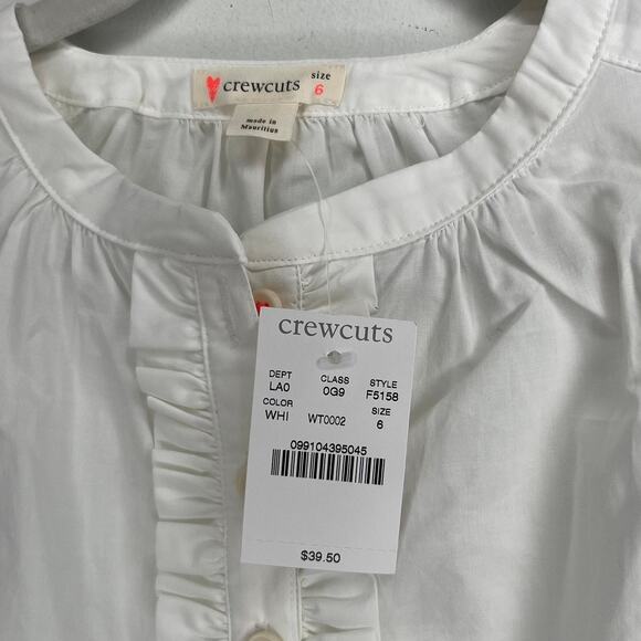 J.Crew White Ruffle Detail Cotton Tunic Top Size 6 - Picture 2 of 6